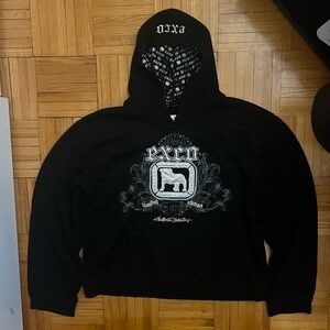 Black Unisex Rhinestone Grunge Hoodie